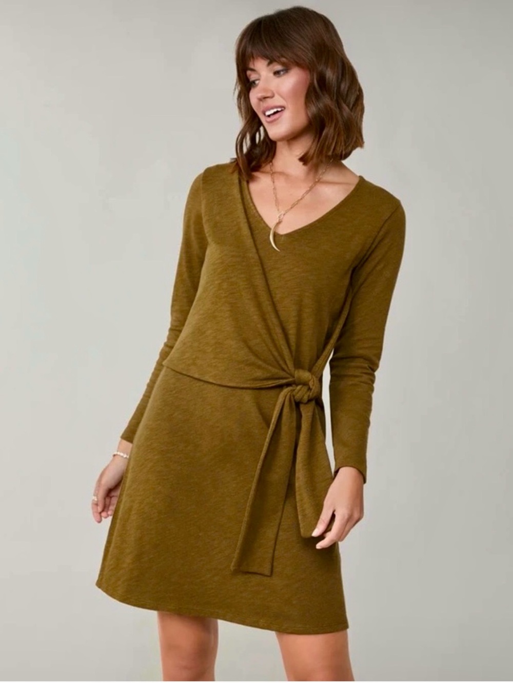 SPARTINA Wrap Tie Dress in Olive - XL
